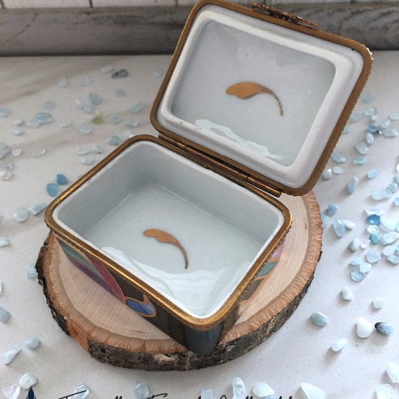 Gold Black Floral Rochard Limoges Trinket Box - Picture 8 of 9